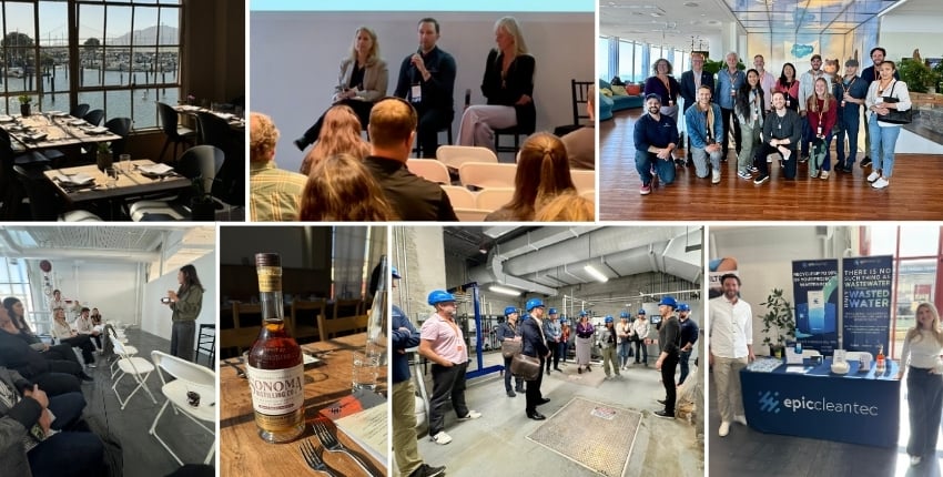 A collage of images from USGBC Green Building Conference and Epic Cleantec's hosted dinner